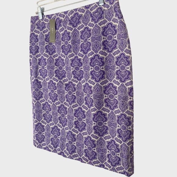 J.Crew Medallion Paisley No. 2 Pencil Skirt Purple Size 10 Knee Length New - Picture 3 of 12